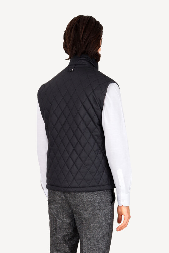 Erkek Siyah Kapitone Klasik Yelek