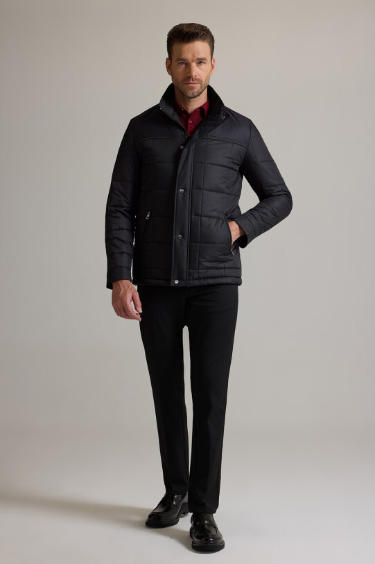 Erkek Siyah Kareli Klasik Kaban