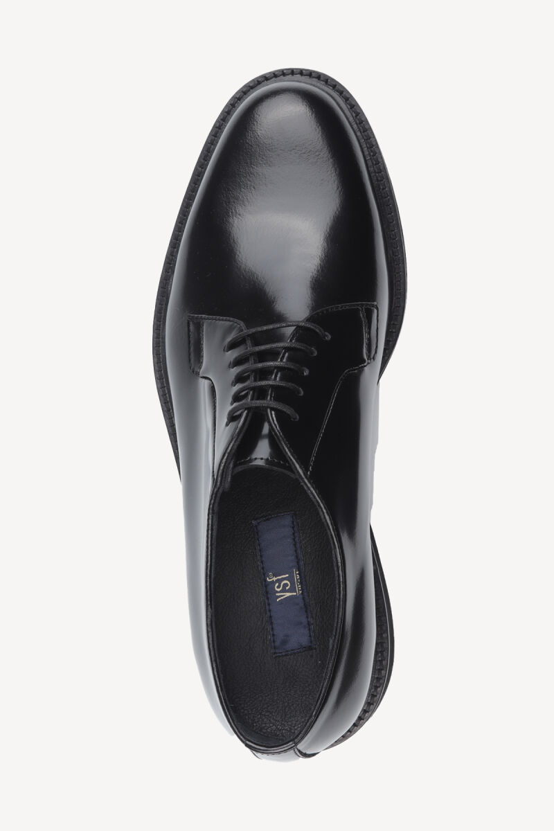 Erkek Siyah Klasik Bağcıklı Rugan Ayakkabı - 4