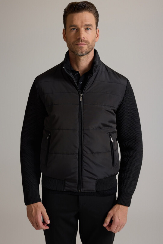 Erkek Siyah Klasik Desenli Triko Kol Spor Mont - YSF