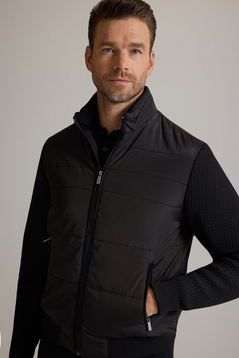 Erkek Siyah Klasik Desenli Triko Kol Spor Mont - 5