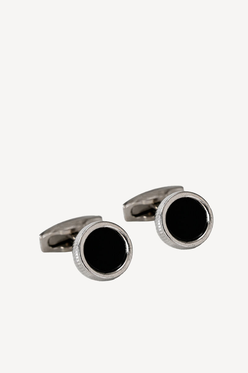 Erkek Siyah Krom Kol Düğmesi - 1