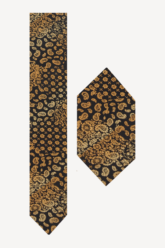 Erkek Siyah Mikrofiber Kravat Mendil Set - YSF