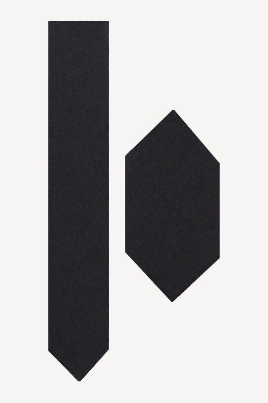 Erkek Siyah Kravat Mendil Set - YSF