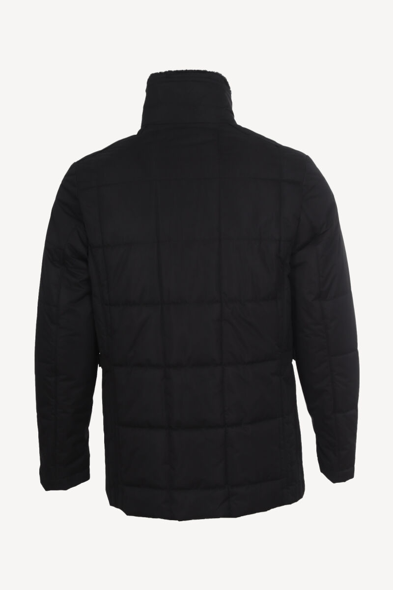 Erkek Siyah Kürklü Yaka Klasik Kaban - 4