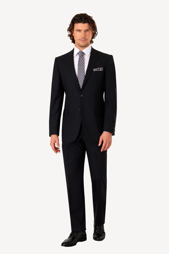Erkek Siyah Mono Yaka Regular Fit Takım Elbise