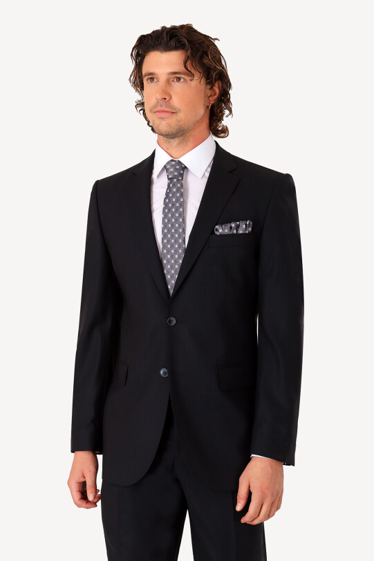 Erkek Siyah Mono Yaka Regular Fit Takım Elbise