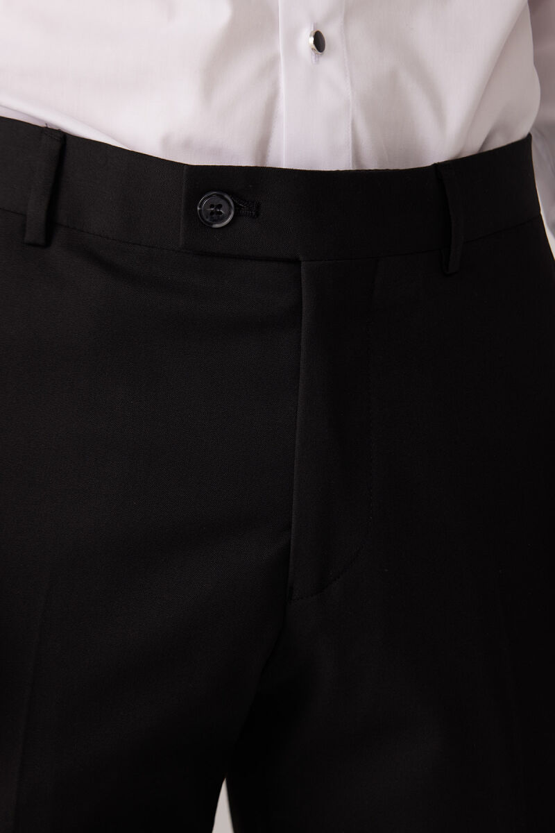 Erkek Siyah Mono Yaka Slim Fit Yelekli Damatlık - 10