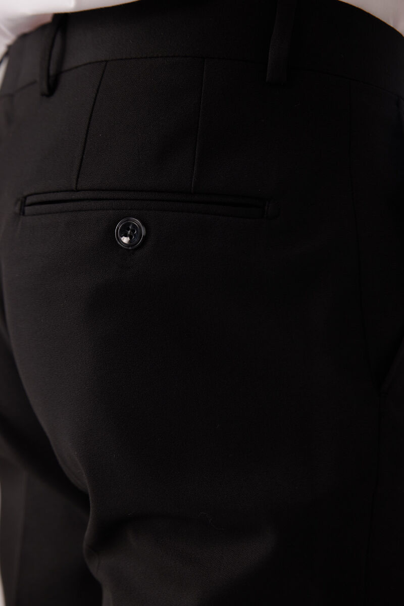 Erkek Siyah Mono Yaka Slim Fit Yelekli Damatlık - 11