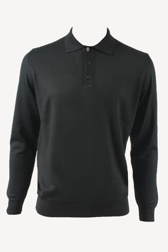 Erkek Siyah Polo Yaka Klasik Triko - YSF