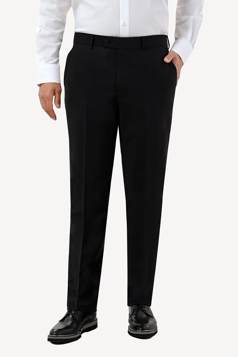 Erkek Siyah Refular Fit Kumaş Pantolon - 1