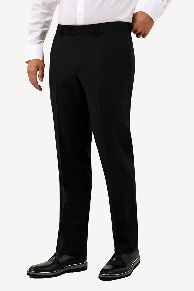 Erkek Siyah Refular Fit Kumaş Pantolon - 2