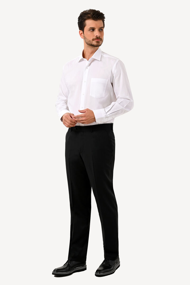 Erkek Siyah Refular Fit Kumaş Pantolon - 5