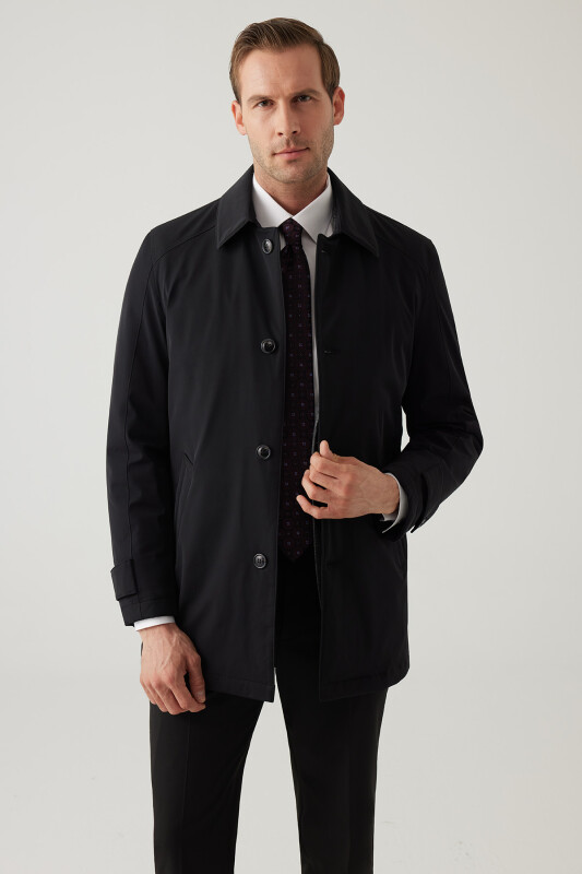 Erkek Siyah Regular Fit Apolet Kol Kaban