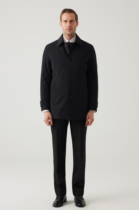 Erkek Siyah Regular Fit Apolet Kol Kaban