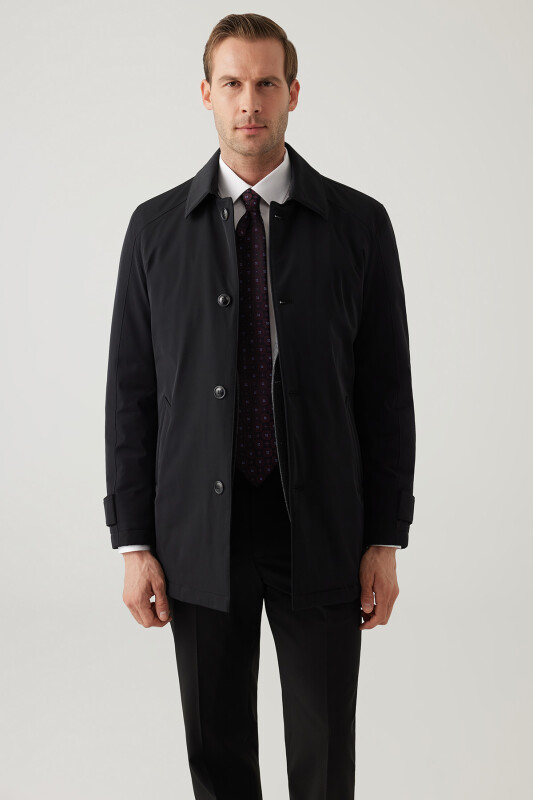 Erkek Siyah Regular Fit Apolet Kol Kaban