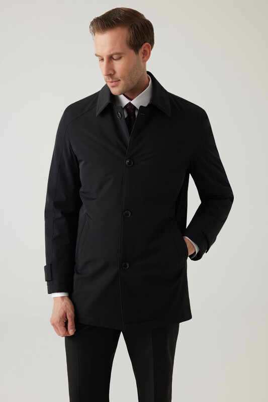 Erkek Siyah Regular Fit Apolet Kol Kaban