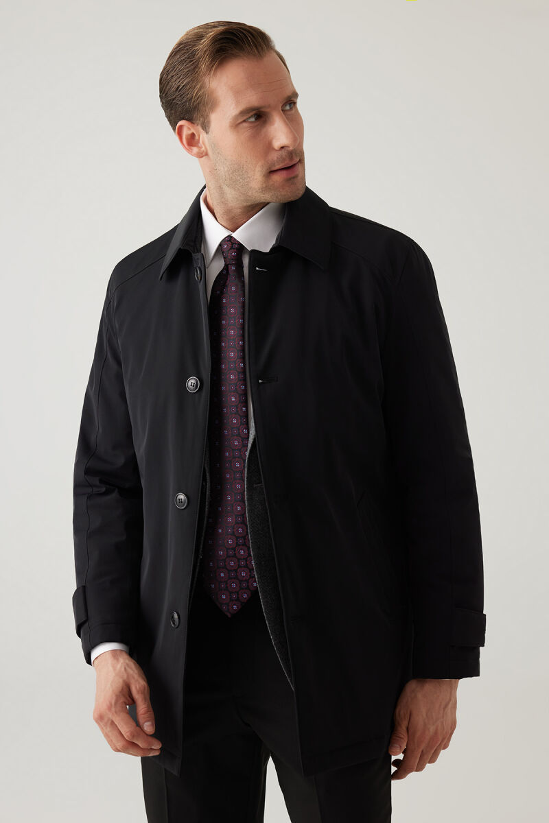 Erkek Siyah Regular Fit Apolet Kol Kaban - 7
