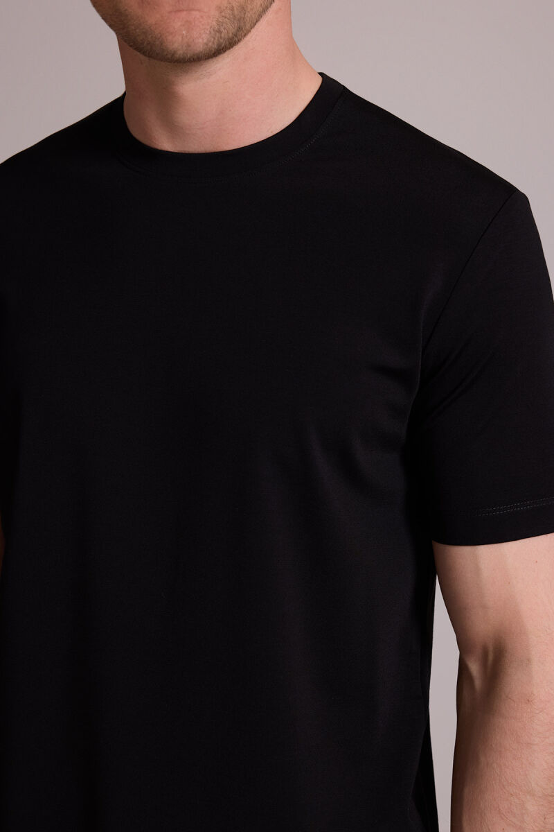 Erkek Siyah Regular Fit Bisiklet Yaka T-shirt - 11