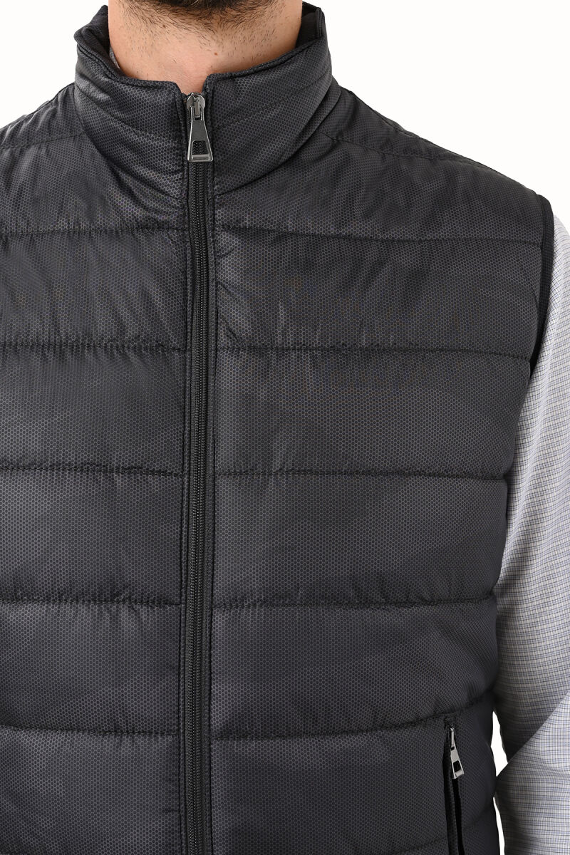 Erkek Siyah Regular Fit Desenli Yelek - 4