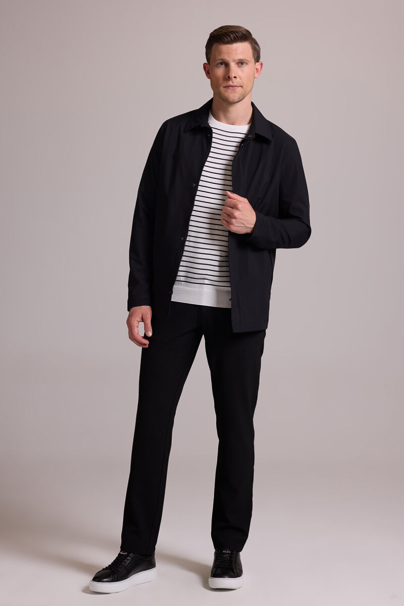 Erkek Siyah Regular Fit Gömlek Yaka Yazlık Mont - 2