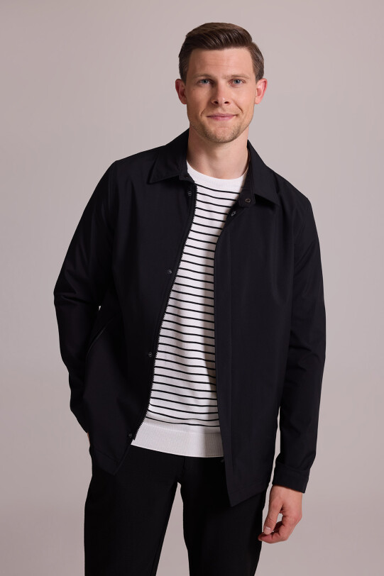 Erkek Siyah Regular Fit Gömlek Yaka Yazlık Mont