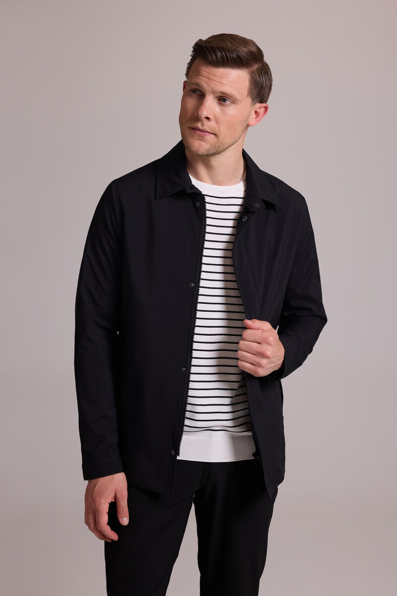 Erkek Siyah Regular Fit Gömlek Yaka Yazlık Mont - 6