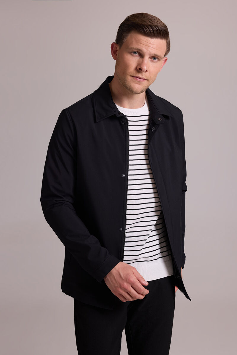 Erkek Siyah Regular Fit Gömlek Yaka Yazlık Mont - 7