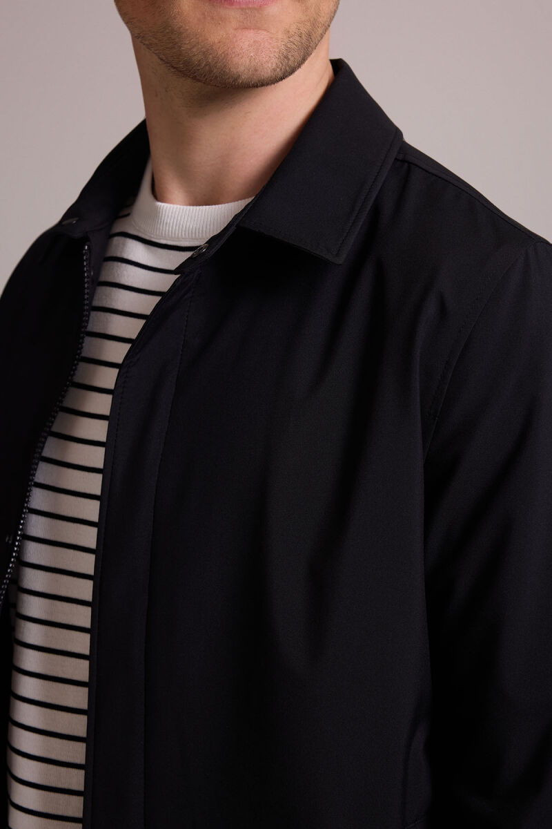 Erkek Siyah Regular Fit Gömlek Yaka Yazlık Mont - 8