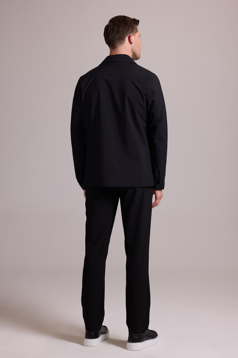 Erkek Siyah Regular Fit Gömlek Yaka Yazlık Mont - 9