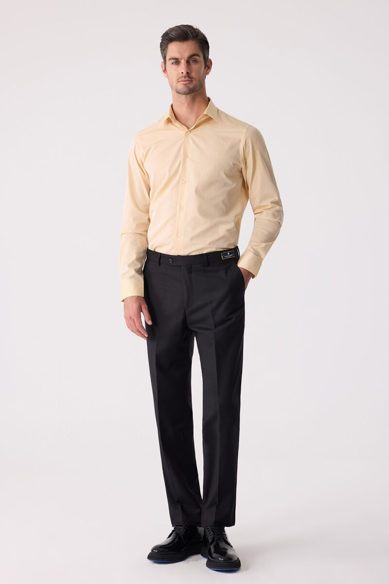 Erkek Siyah Regular Fit Kumaş Pantolon - 1