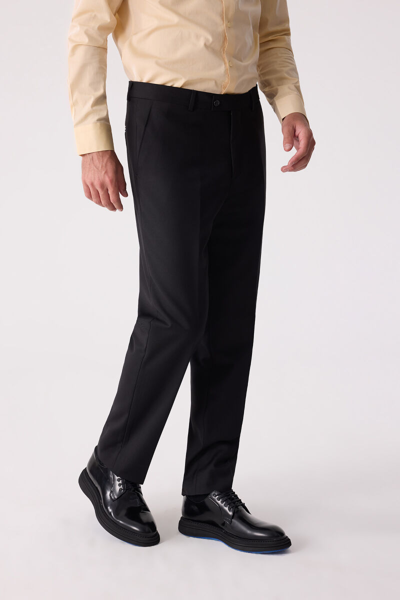 Erkek Siyah Regular Fit Kumaş Pantolon - 2