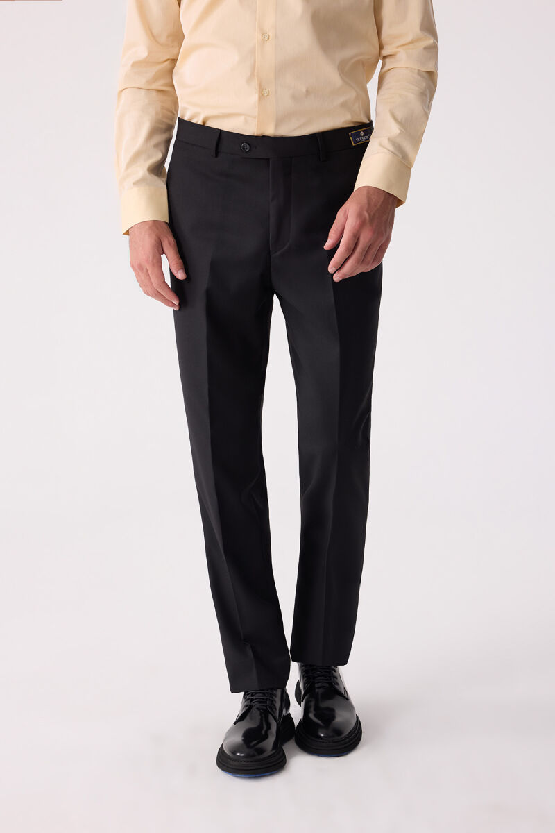 Erkek Siyah Regular Fit Kumaş Pantolon - 5
