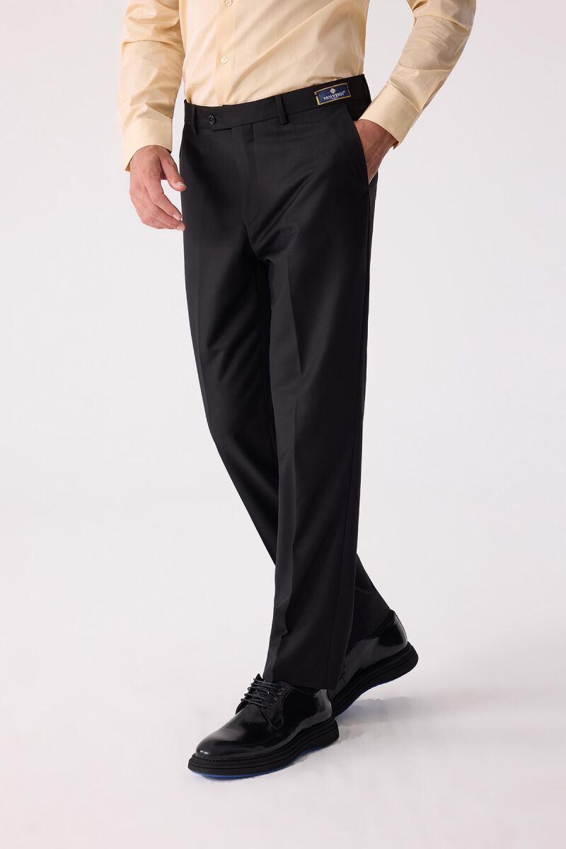Erkek Siyah Regular Fit Kumaş Pantolon - 6