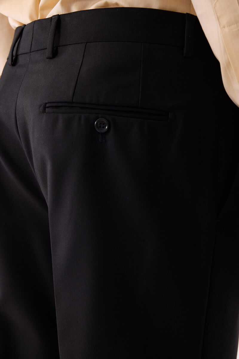 Erkek Siyah Regular Fit Kumaş Pantolon - 8