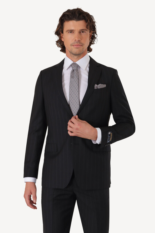 Erkek Siyah Regular Fit Mono Takım Elbise