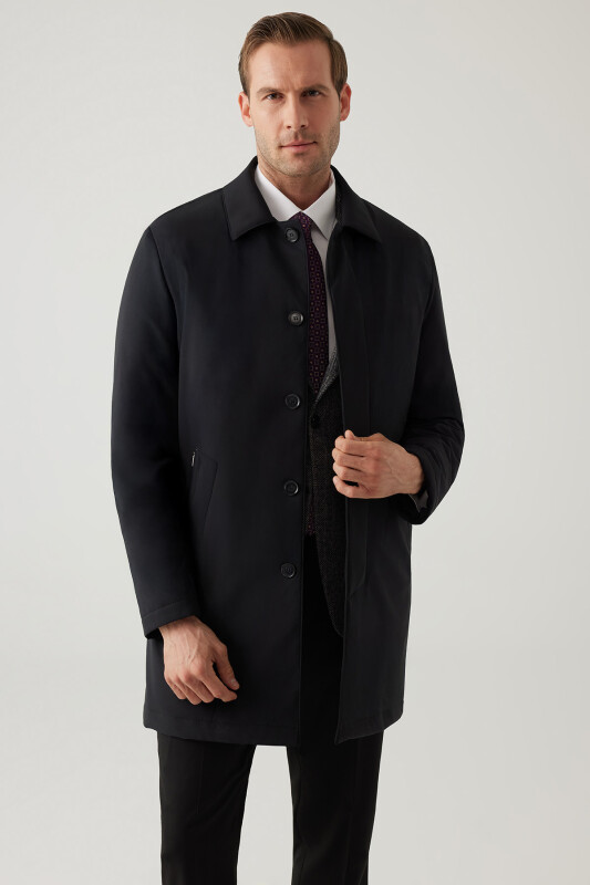 Erkek Siyah Regular Fit Pardesü