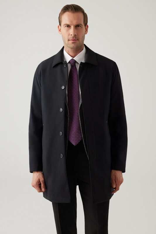 Erkek Siyah Regular Fit Pardesü