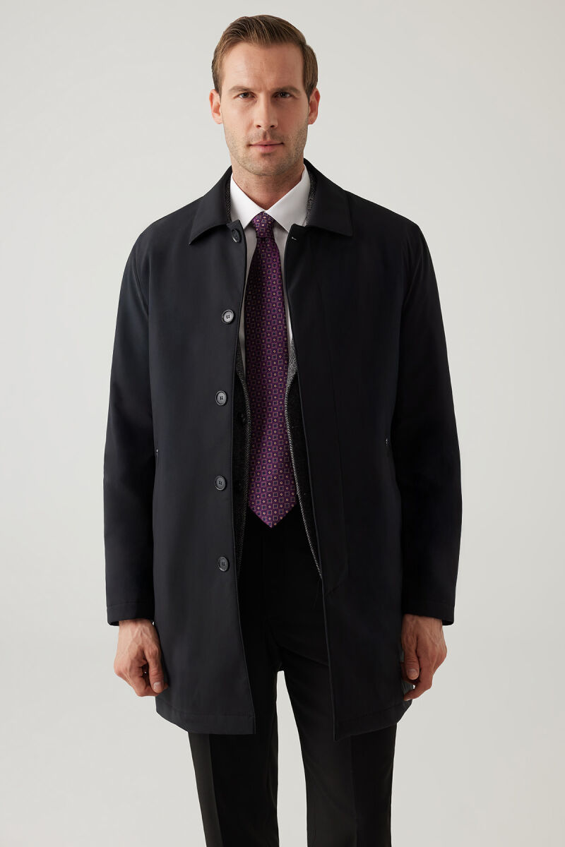 Erkek Siyah Regular Fit Pardesü - 2