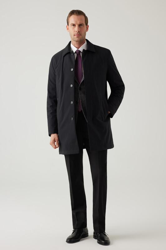 Erkek Siyah Regular Fit Pardesü
