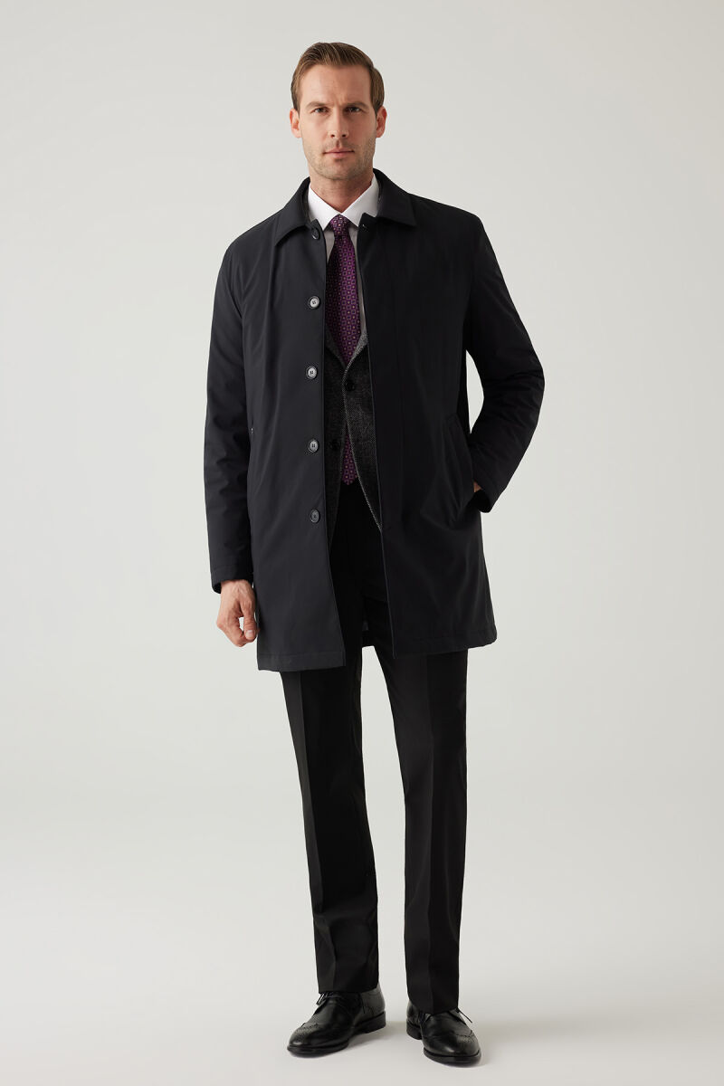 Erkek Siyah Regular Fit Pardesü - 3