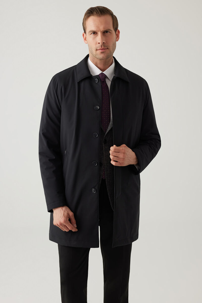 Erkek Siyah Regular Fit Pardesü - 4