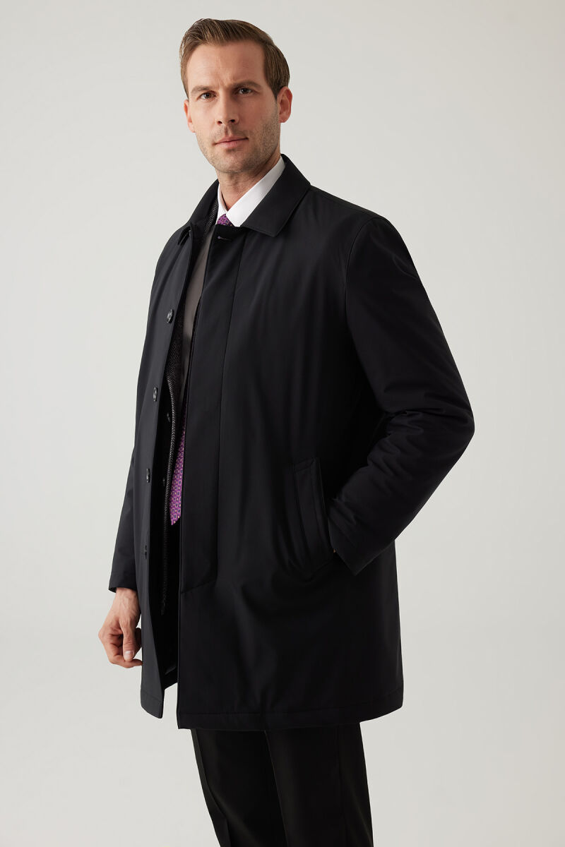 Erkek Siyah Regular Fit Pardesü - 5