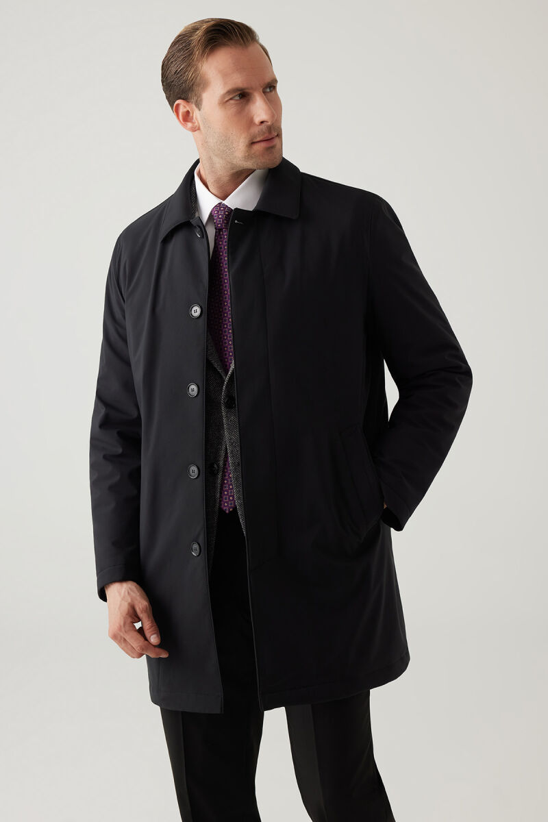 Erkek Siyah Regular Fit Pardesü - 6