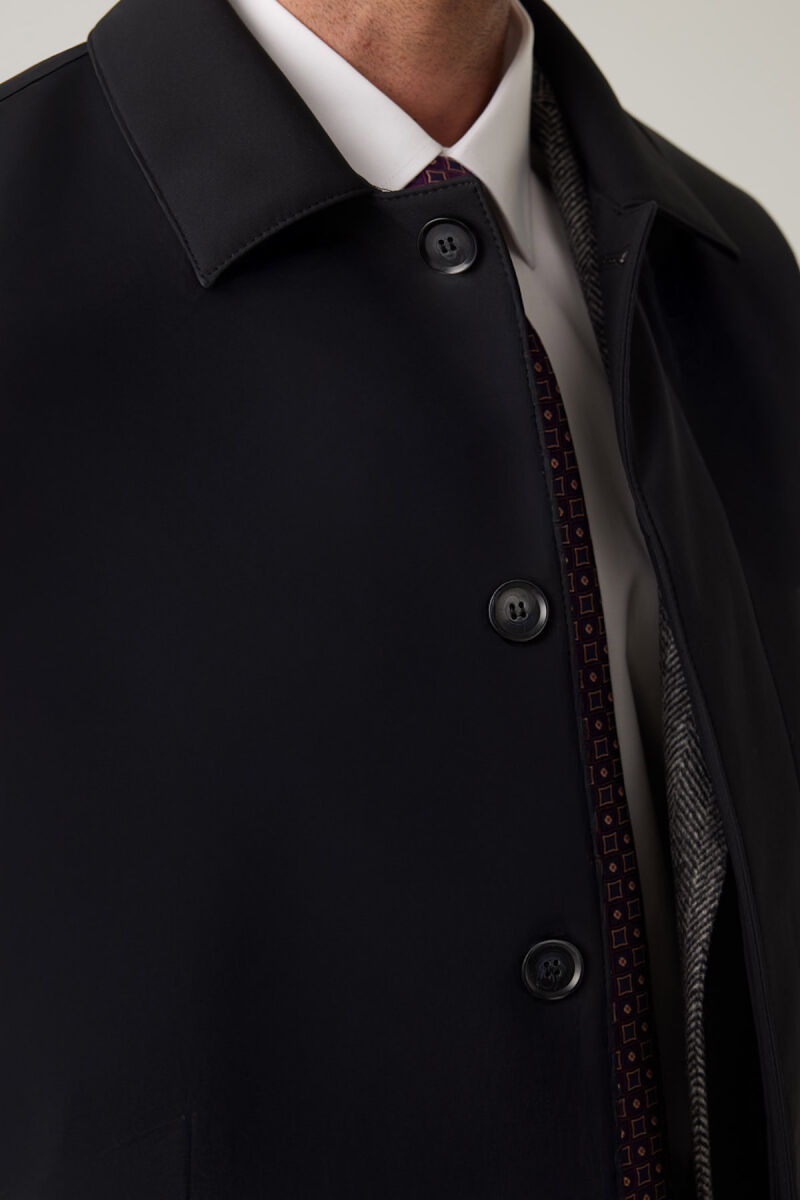 Erkek Siyah Regular Fit Pardesü - 7