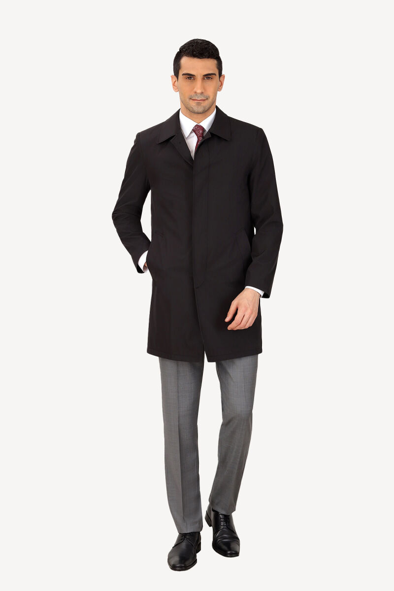 Erkek Siyah Regular Fit Pardesü İçi Çıkmalı - 1