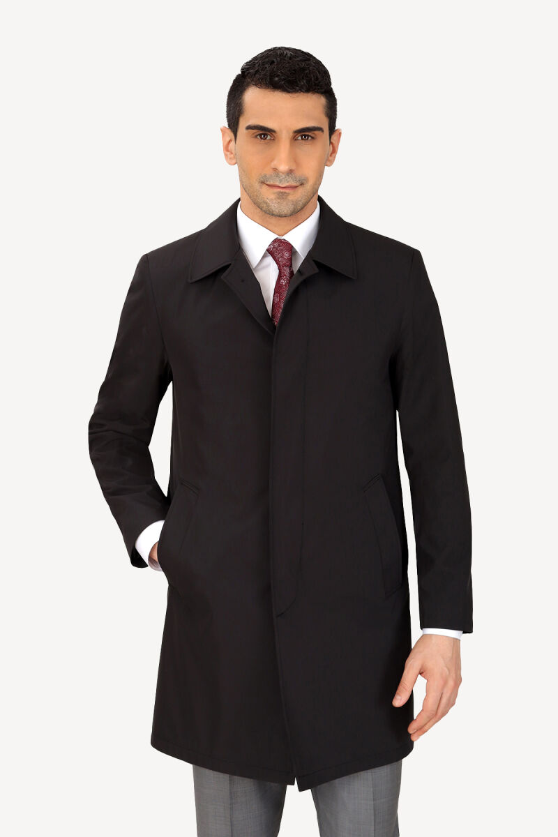 Erkek Siyah Regular Fit Pardesü İçi Çıkmalı - 2