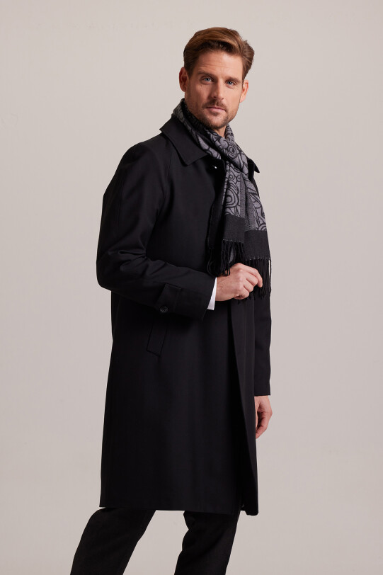 Erkek Siyah Regular Fit Pardesü