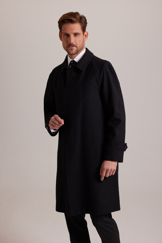 Erkek Siyah Regular Fit Pardesü