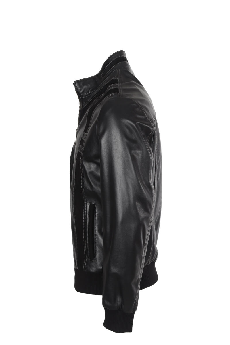 Erkek Siyah Regular Fit Spor Deri Ceket - 2